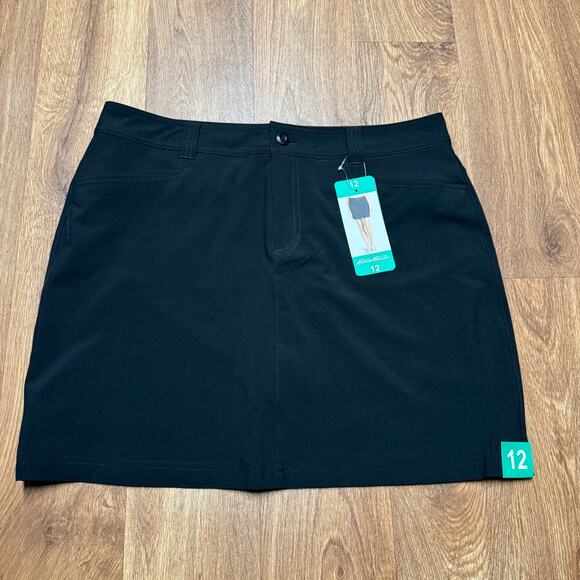 Eddie Bauer Womens Black Adventurer 2.0 Skort Short Skirt Stretch UPF 50 Size 12 - Picture 1 of 10